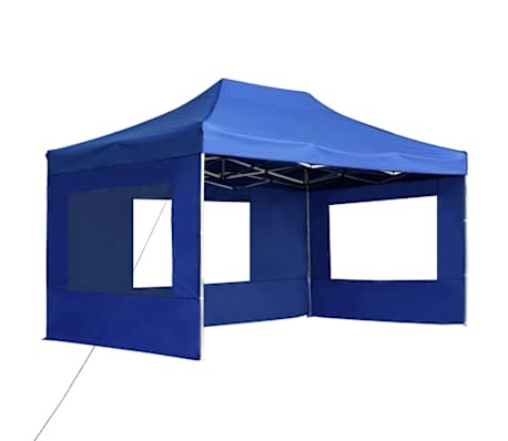 vidaXL Partytent inklapbaar met wanden 4,5x3 m aluminium blauw