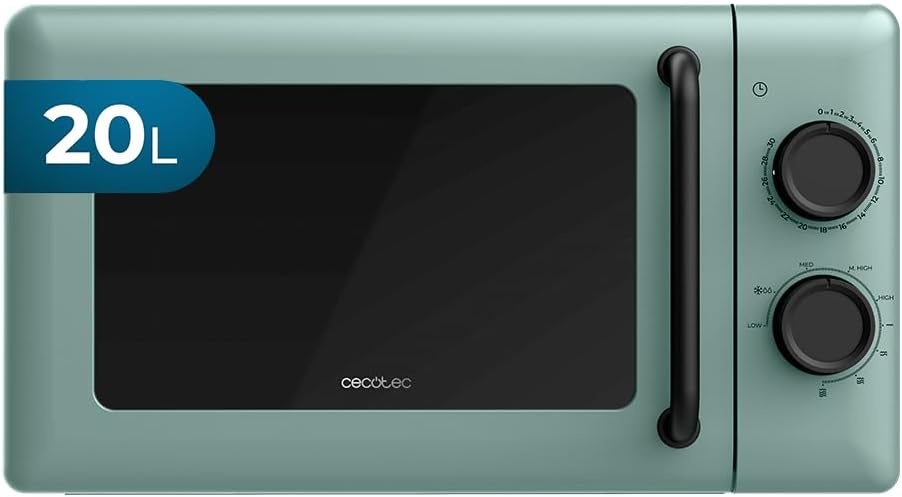 Cecotec Proclean 3110 Green Mechanische magnetron met grill, 20 l, 700 W in 6 standen en 800 W, ontdooifunctie, eindsignaal, binnenlamp, timer 30 minuten, groen design