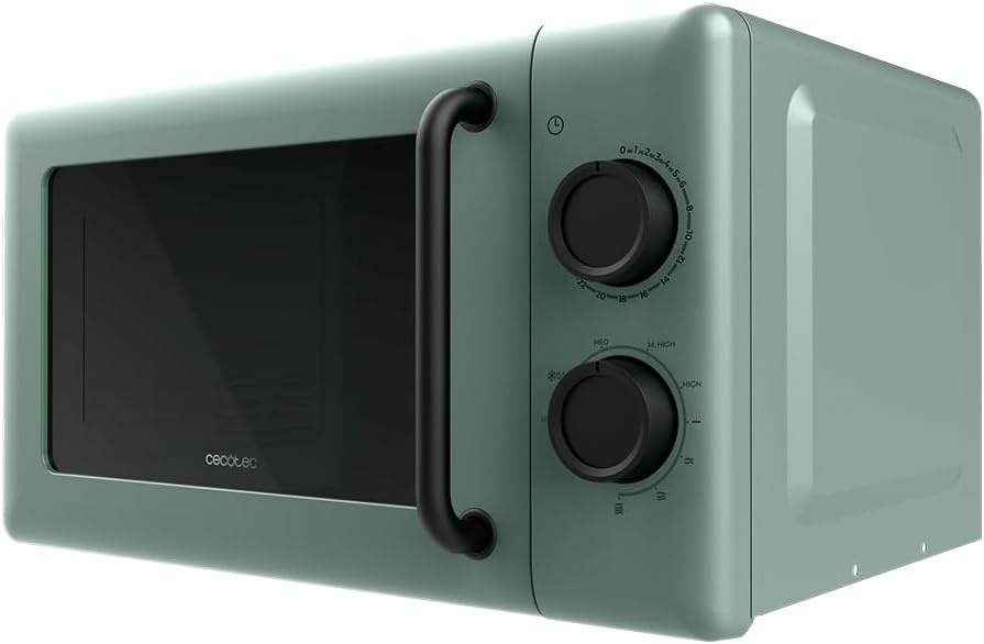 Cecotec Proclean 3110 Green Mechanische magnetron met grill, 20 l, 700 W in 6 standen en 800 W, ontdooifunctie, eindsignaal, binnenlamp, timer 30 minuten, groen design