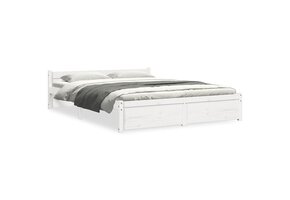 Houten Bedframe Massief Hout Wit 140x200 cm met 34% Korting