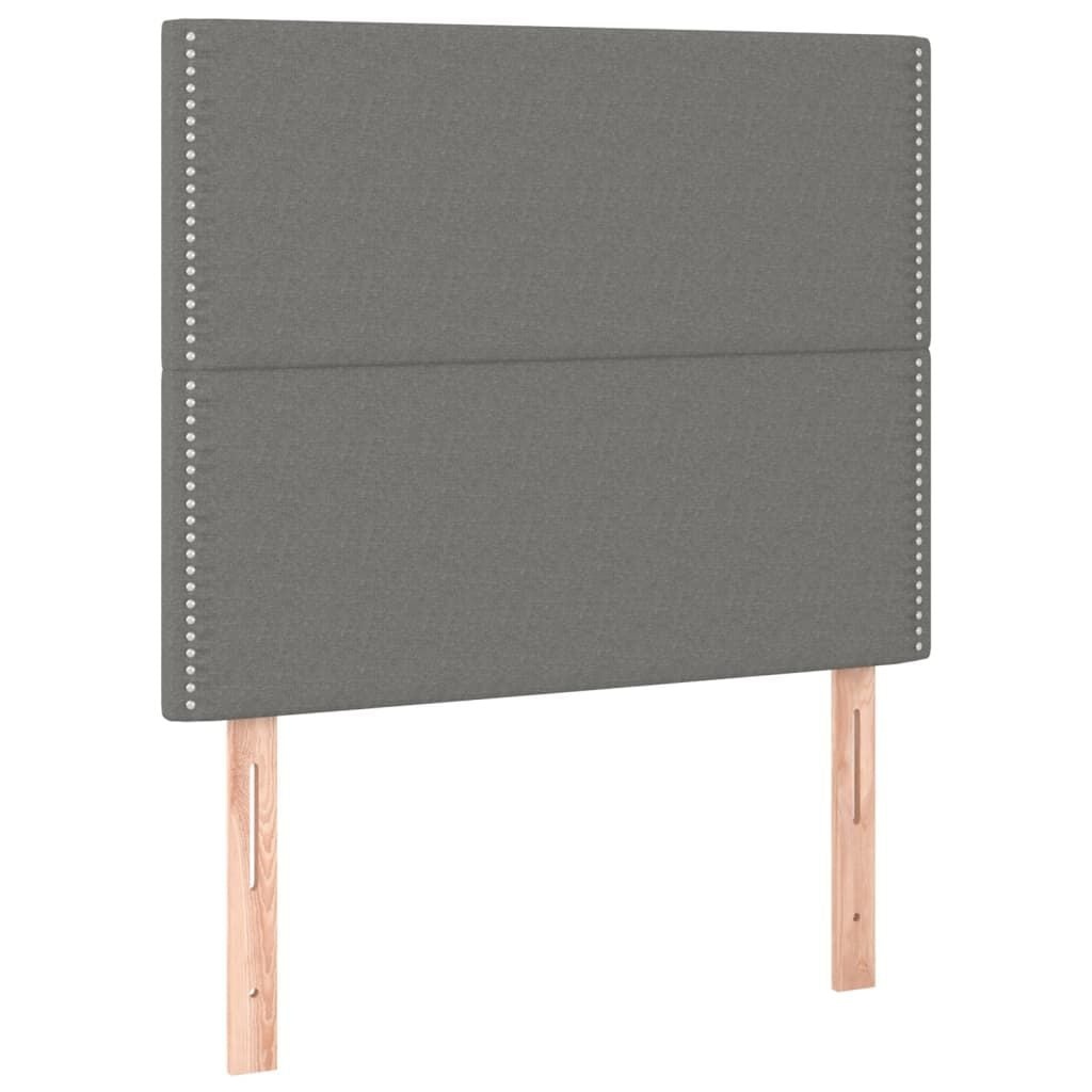 vidaXL Hoofdbord donkergrijs 100x5x118/128 cm Stof