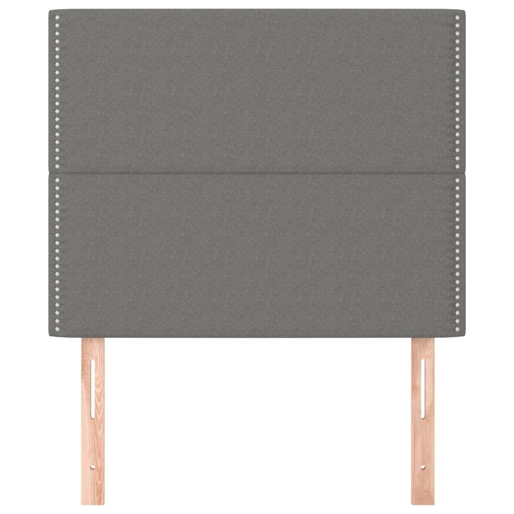 vidaXL Hoofdbord donkergrijs 100x5x118/128 cm Stof