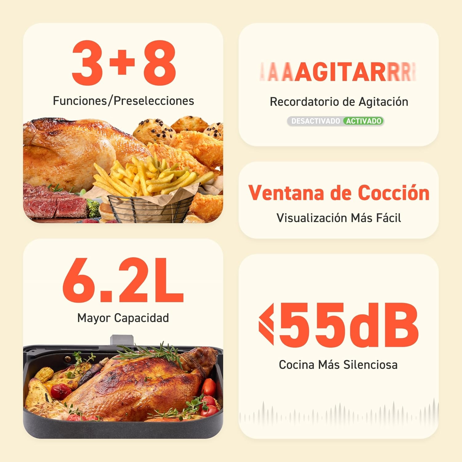 Cosori Airfryer 6.2 liter met kijkvenster - 1700W - Zwart