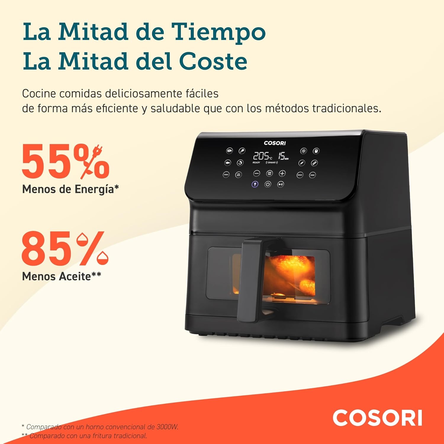 Cosori Airfryer 6.2 liter met kijkvenster - 1700W - Zwart