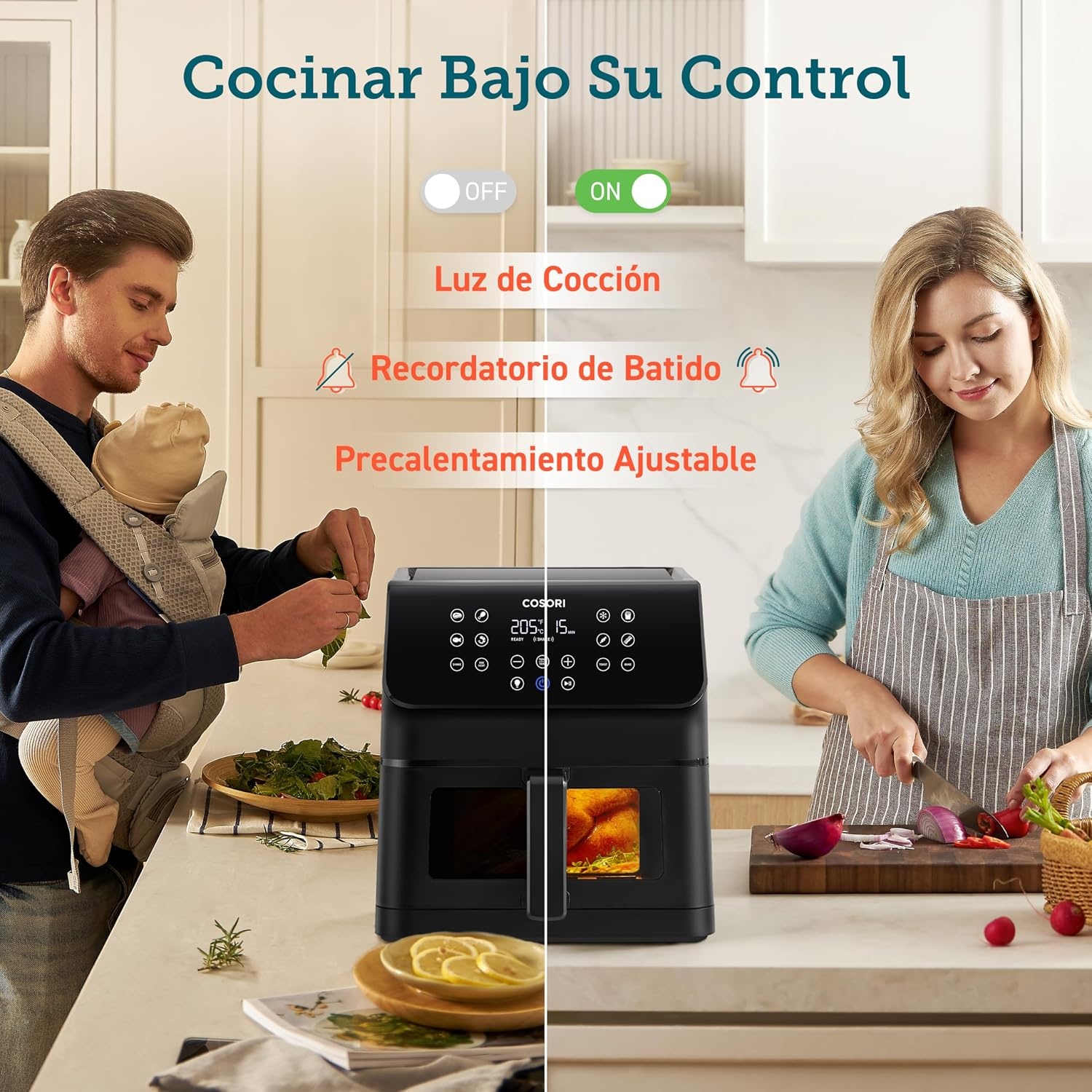 Cosori Airfryer 6.2 liter met kijkvenster - 1700W - Zwart