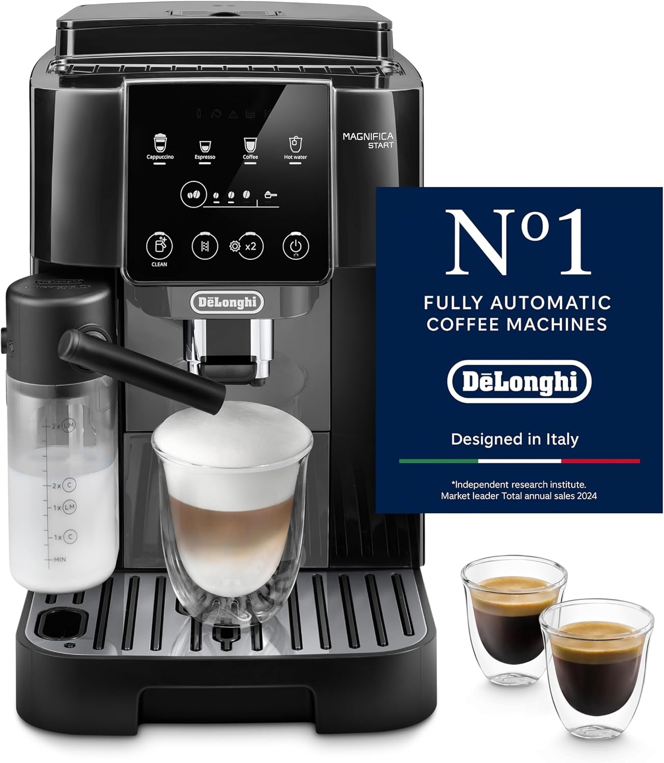 De'Longhi Magnifica S ECAM11.112.B, Volautomatische Espressomachine, Traditioneel Stoompijpje, Geïntegreerde Bonenmaler, 2 One-Touch Recepten, Touch Bedieningspaneel, Instelbare Koffiesterkte, Zwart