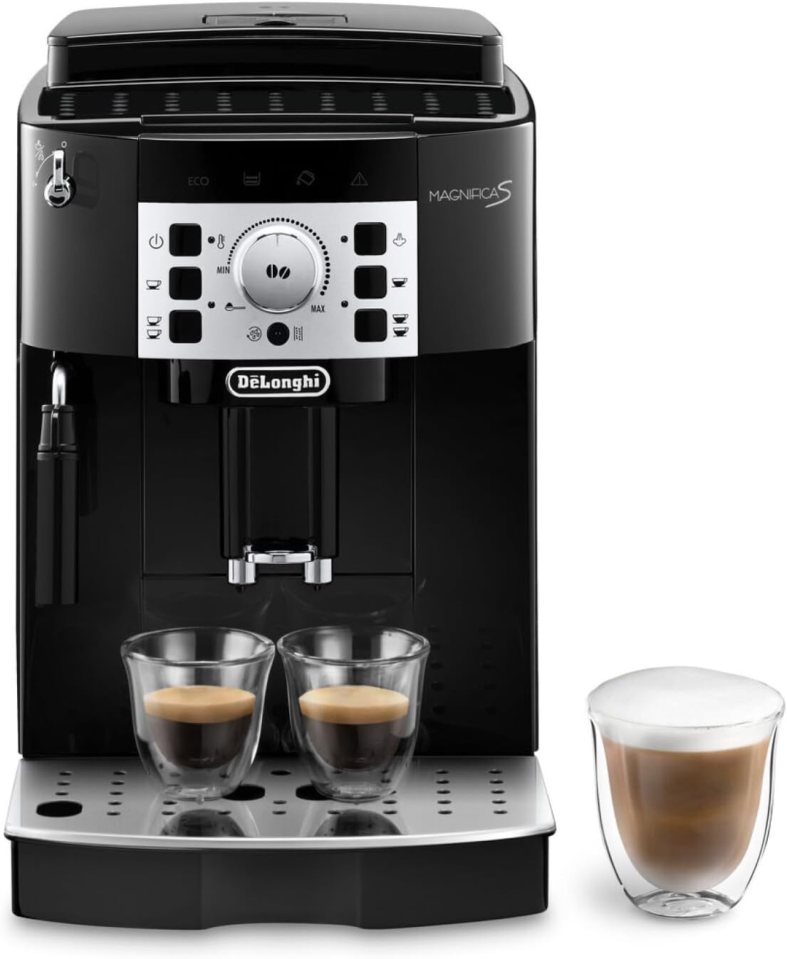 De'Longhi Magnifica S ECAM11.112.B, Volautomatische Espressomachine, Traditioneel Stoompijpje, Geïntegreerde Bonenmaler, 2 One-Touch Recepten, Touch Bedieningspaneel, Instelbare Koffiesterkte, Zwart