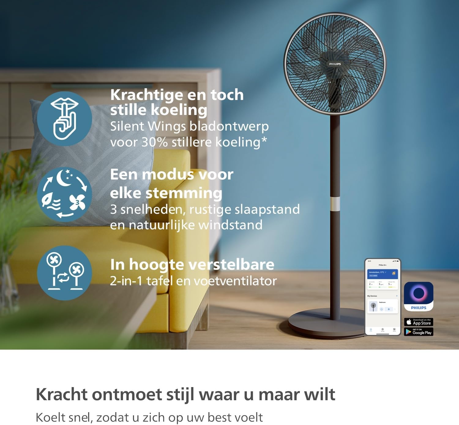 Philips Statiefventilator 3000 met SilentWings-technologie, 19 dB