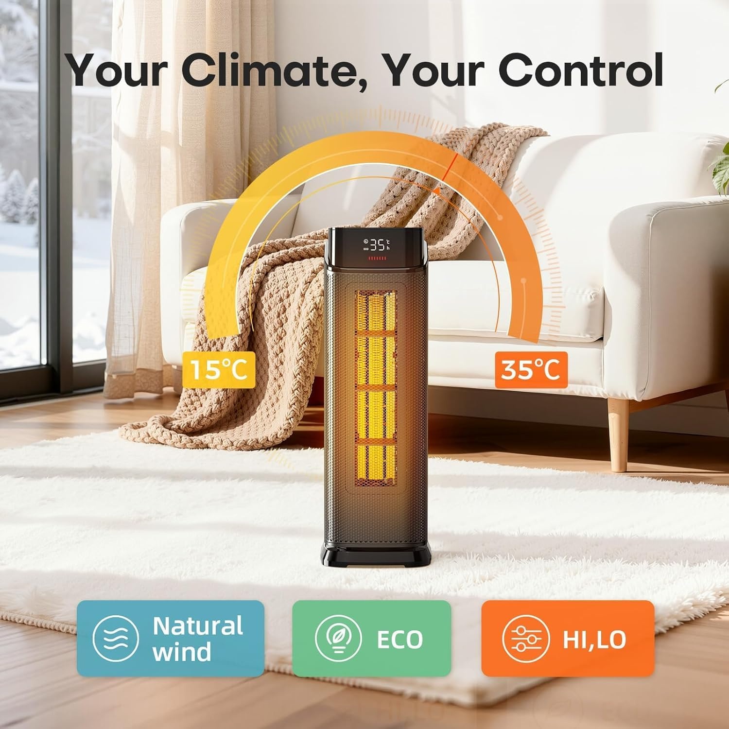Energiezuinige Elektrische Verwarmer 2000W met Afstandsbediening - 34% Korting