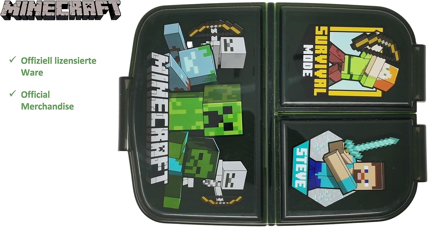 Minecraft Kinderlunchbox met 3 Vakken - BPA-vrij, 49% Korting!