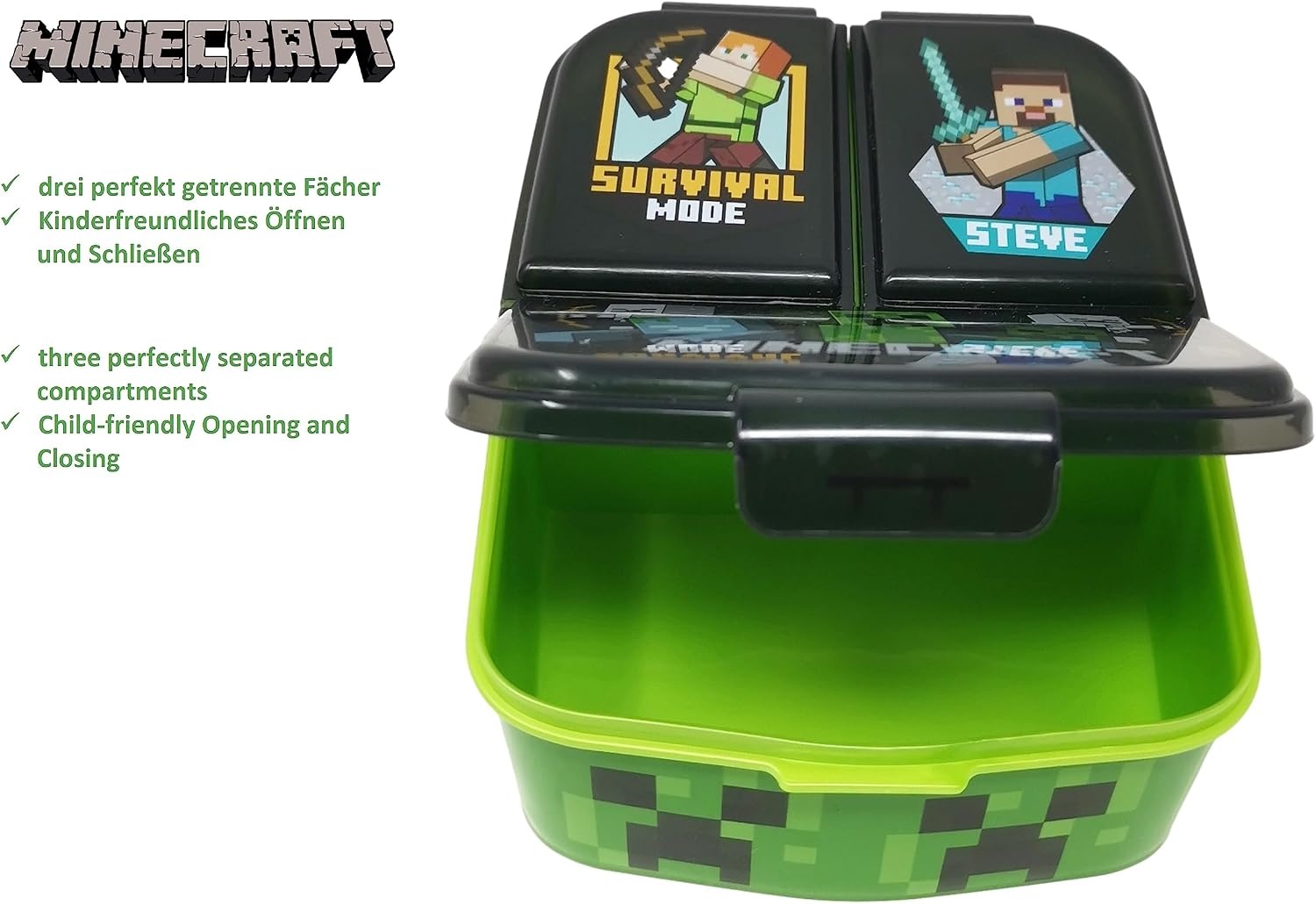 Minecraft Kinderlunchbox met 3 Vakken - BPA-vrij, 49% Korting!