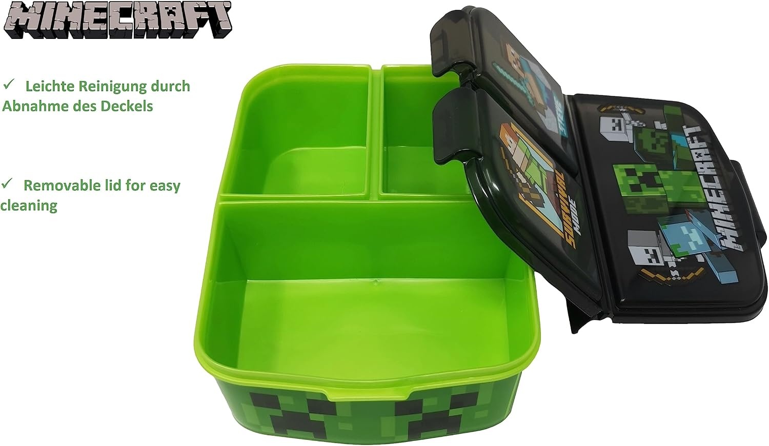 Minecraft Kinderlunchbox met 3 Vakken - BPA-vrij, 49% Korting!