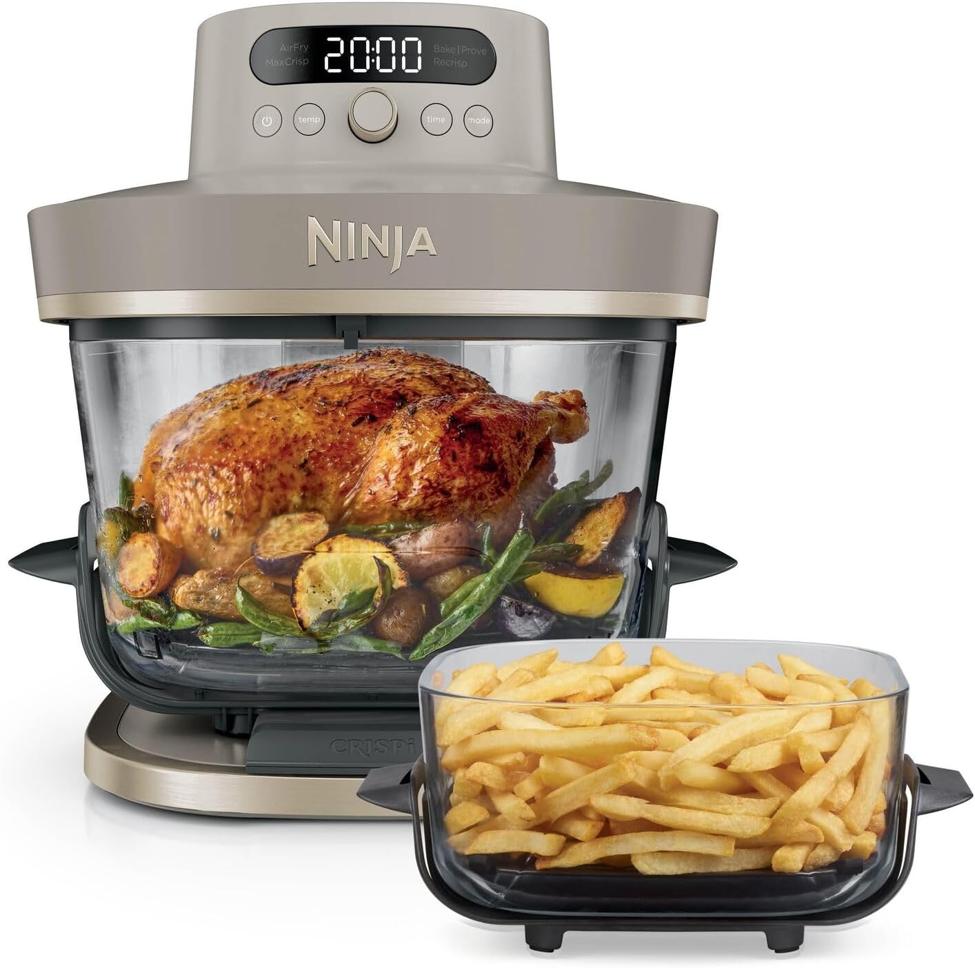 XL Glazen Heteluchtfriteuse (5.7L) - 5 Kookfuncties - Steengoud - 54% Korting