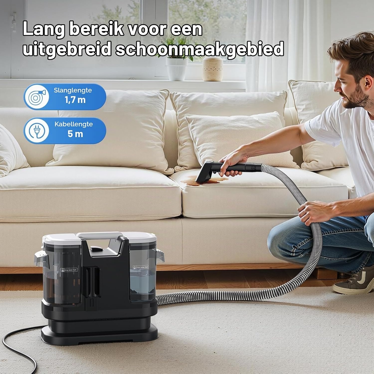 Krachtige Vlekkenreiniger & Tapijtreiniger (600W) | 54% Korting