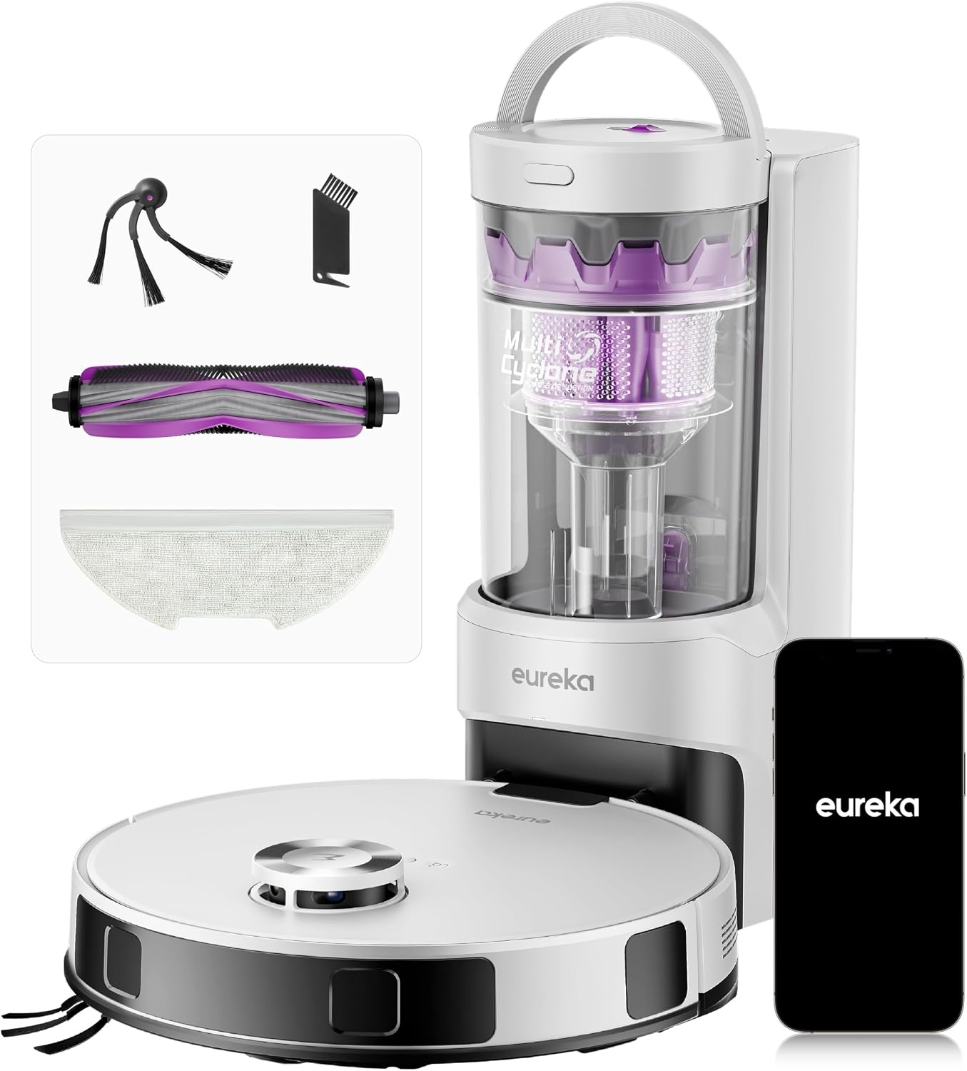 Robotstofzuiger & Dweilrobot Wit - 10.000 Pa - 180 min - 60% Korting