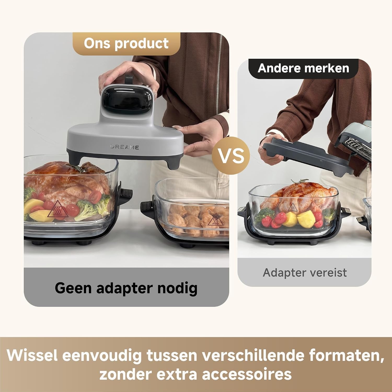 Dubbele Heteluchtfriteuse 5-in-1 met Stoom & Glas - 29% Korting