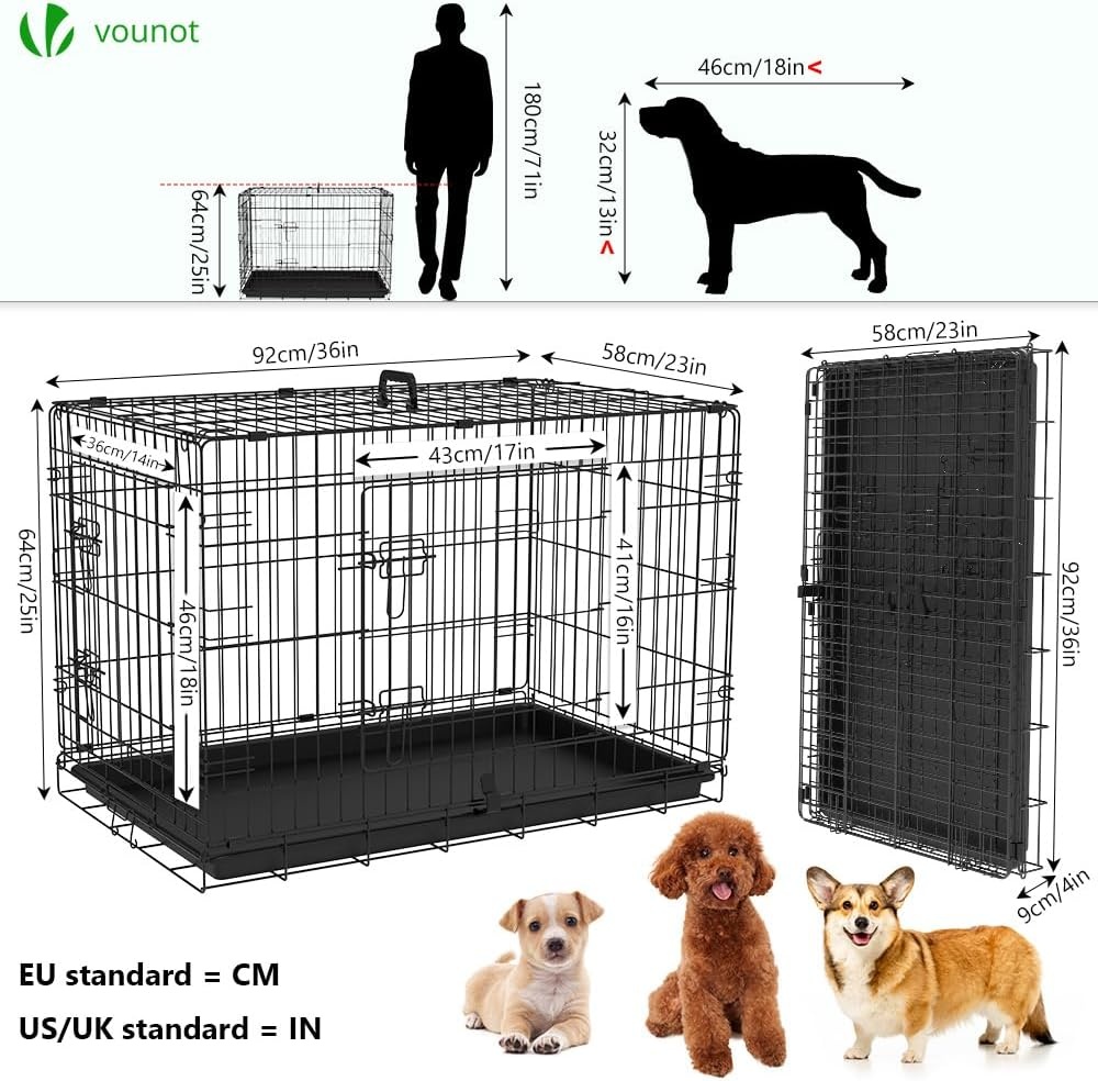 Opvouwbare Hondenkooi Metaal Zwart 92x58x64 cm - 33% Korting