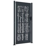 Antraciet stalen tuispoort 105x205 cm met bamboe-effect - 35% korting