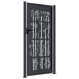 Antraciet stalen tuispoort 105x205 cm met bamboe-effect - 35% korting