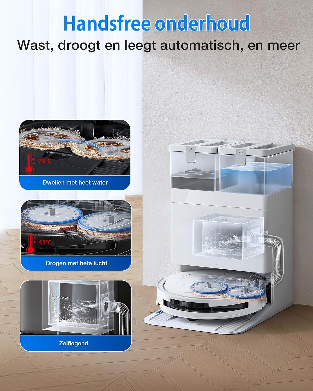 Robotstofzuiger DEEBOT T50 OMNI Gen3 - 25.000 Pa, 75°C dweil - Wit (35% Korting)