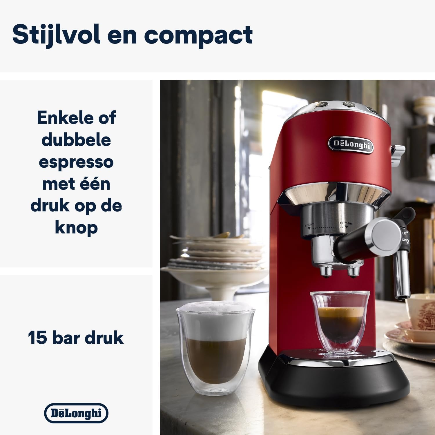 Espressomachine Dedica Style Rood met 34% Korting