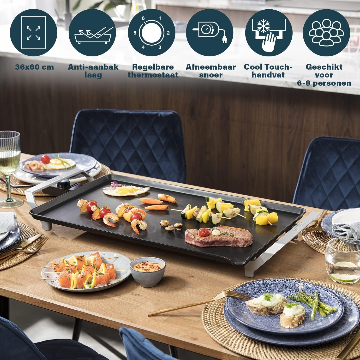 Teppanyaki Grillplaat 60x36cm - 2500W - 34% Korting