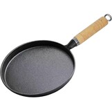 Gietijzeren Koekenpan 20 cm, Ongecoat, Incl. Houten Handvat - 30% Korting!