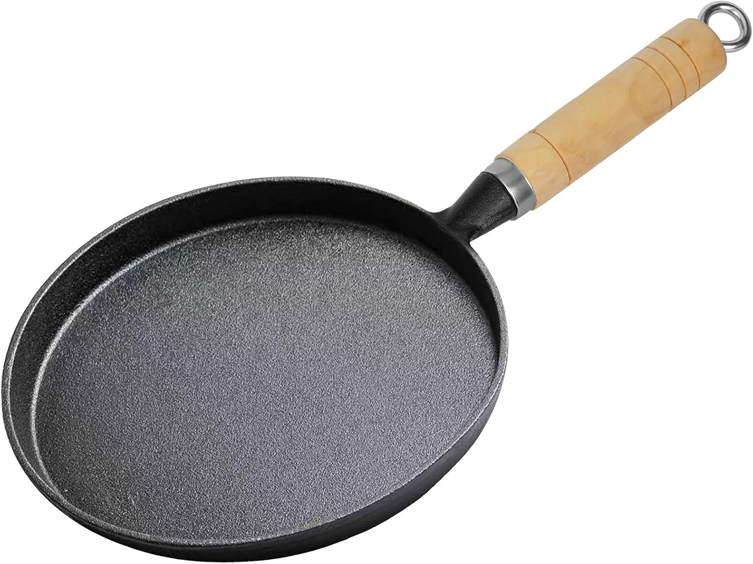Gietijzeren Koekenpan 20 cm, Ongecoat, Incl. Houten Handvat - 30% Korting!