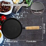 Gietijzeren Koekenpan 20 cm, Ongecoat, Incl. Houten Handvat - 30% Korting!