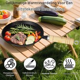 Gietijzeren Koekenpan 20 cm, Ongecoat, Incl. Houten Handvat - 30% Korting!