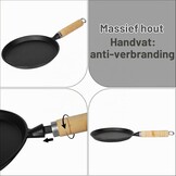 Gietijzeren Koekenpan 20 cm, Ongecoat, Incl. Houten Handvat - 30% Korting!