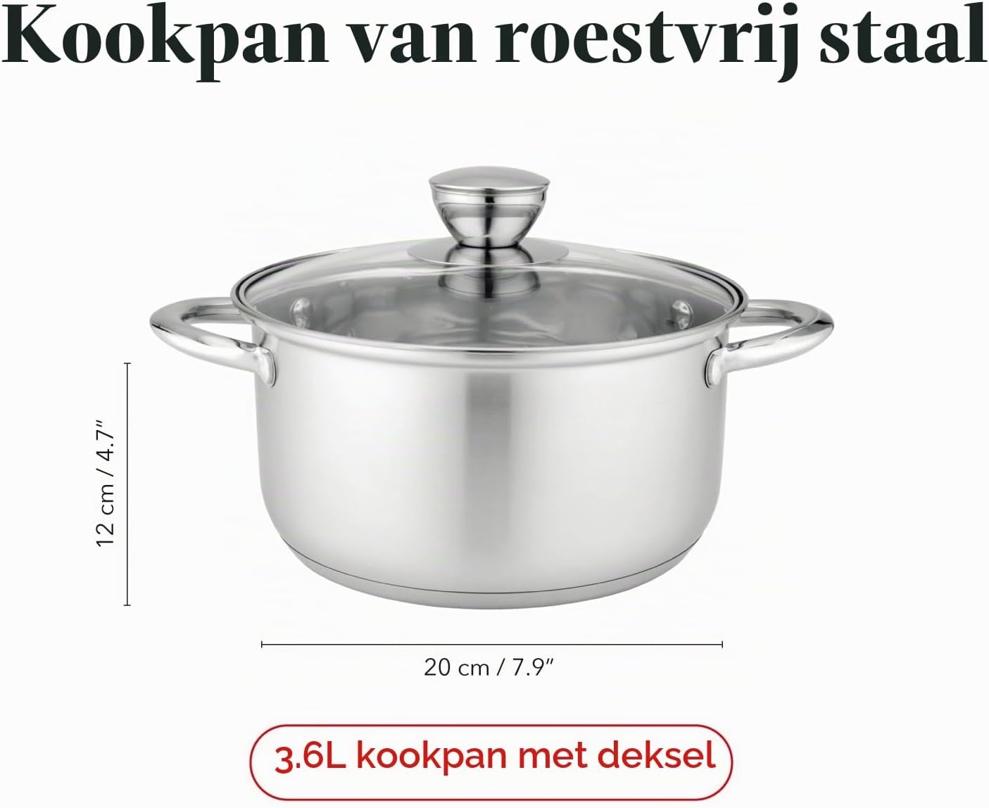 Braadpan 3.6L Roestvrijstaal (20 cm) - 31% Korting!