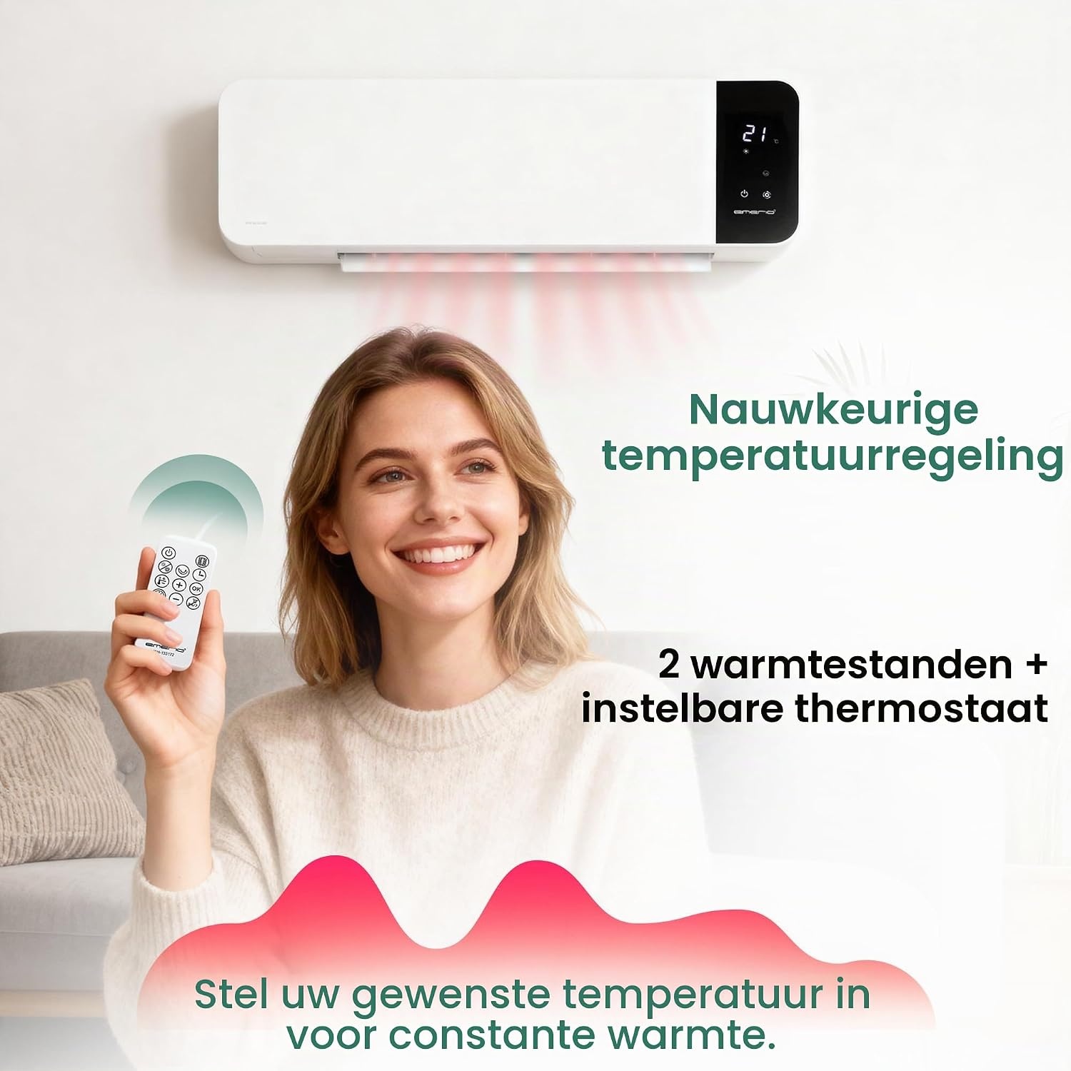 Wandventilatorkachel 2000W met Thermostaat & Timer - 33% Korting