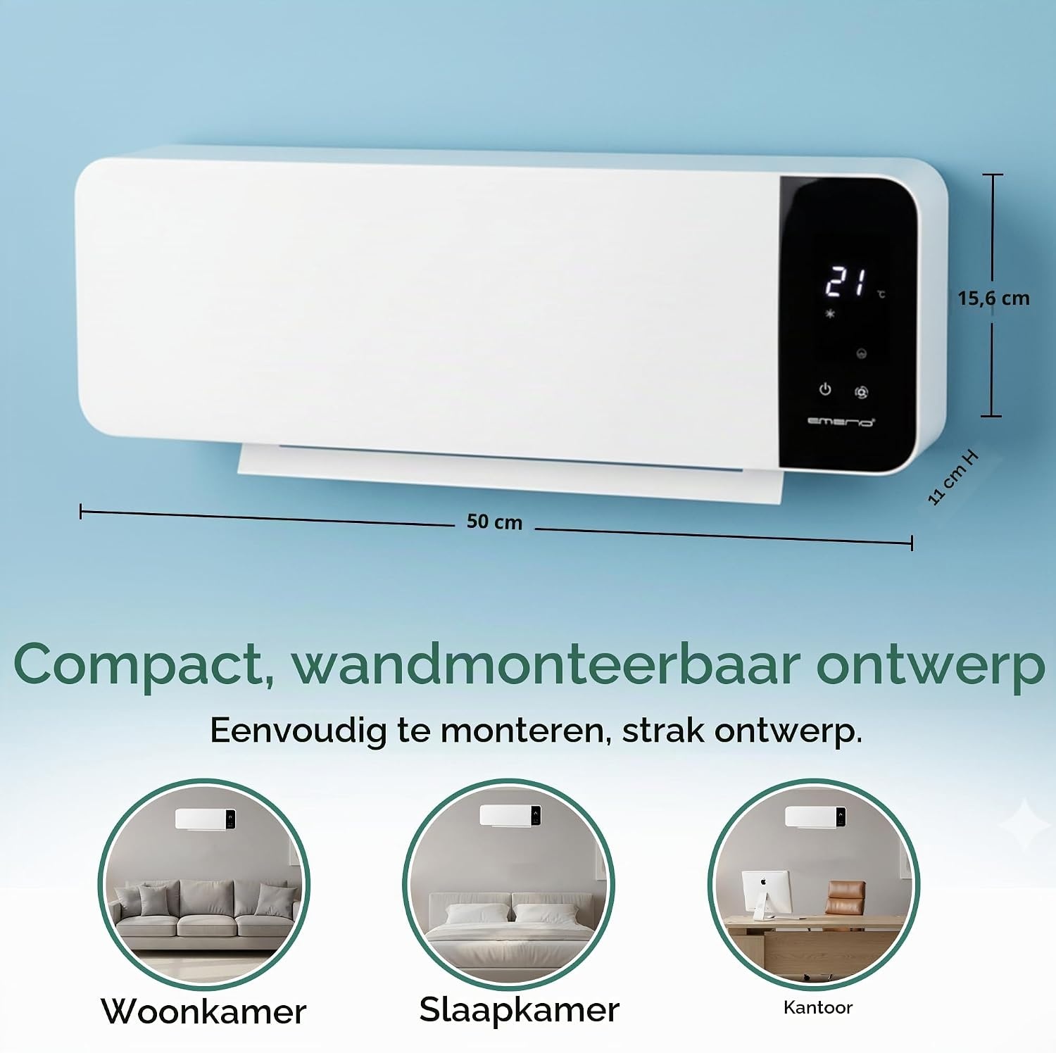Wandventilatorkachel 2000W met Thermostaat & Timer - 33% Korting