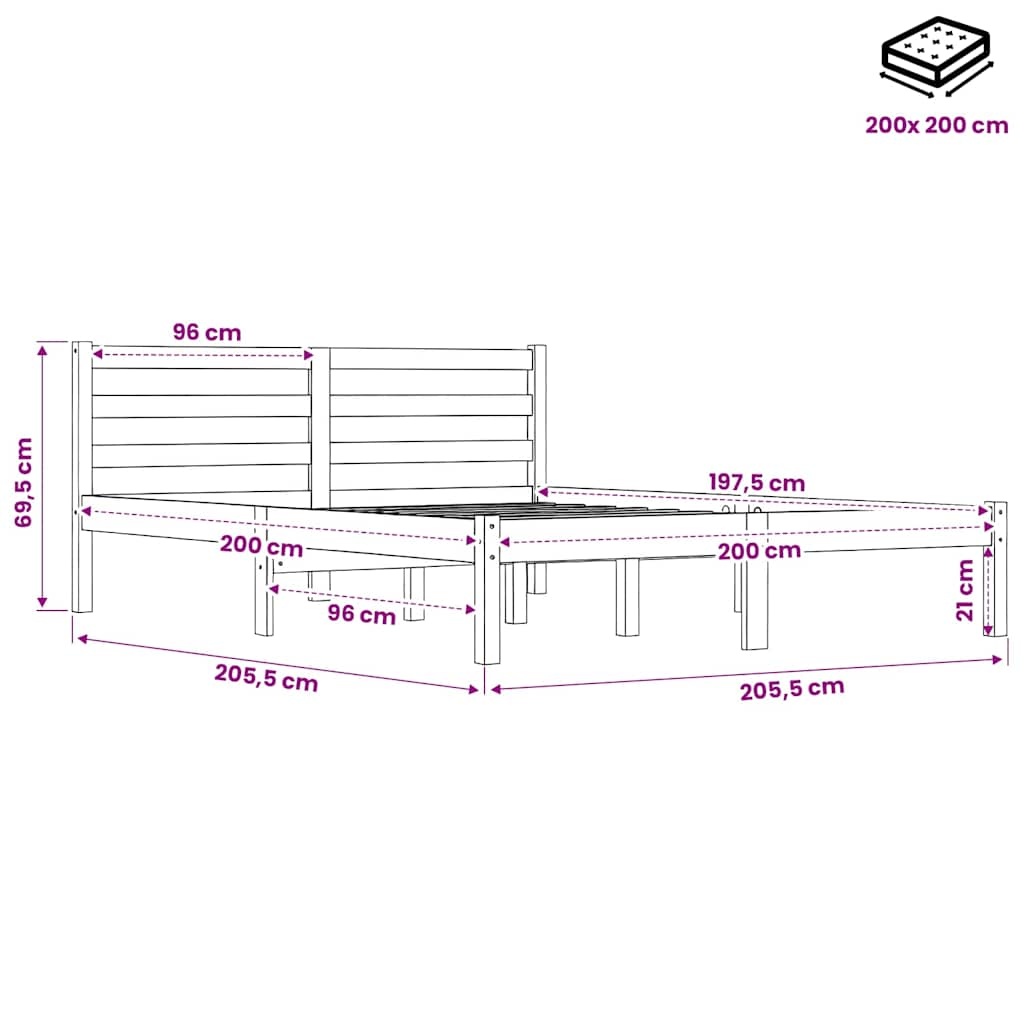 Wit Grenenhouten Bedframe 200x200 cm - 34% Korting