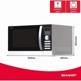 Sharp R843INW 3-in-1 Magnetron met Grill en Convectieoven - 25 Liter - 800 W - Zilver
