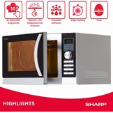 Sharp R843INW 3-in-1 Magnetron met Grill en Convectieoven - 25 Liter - 800 W - Zilver