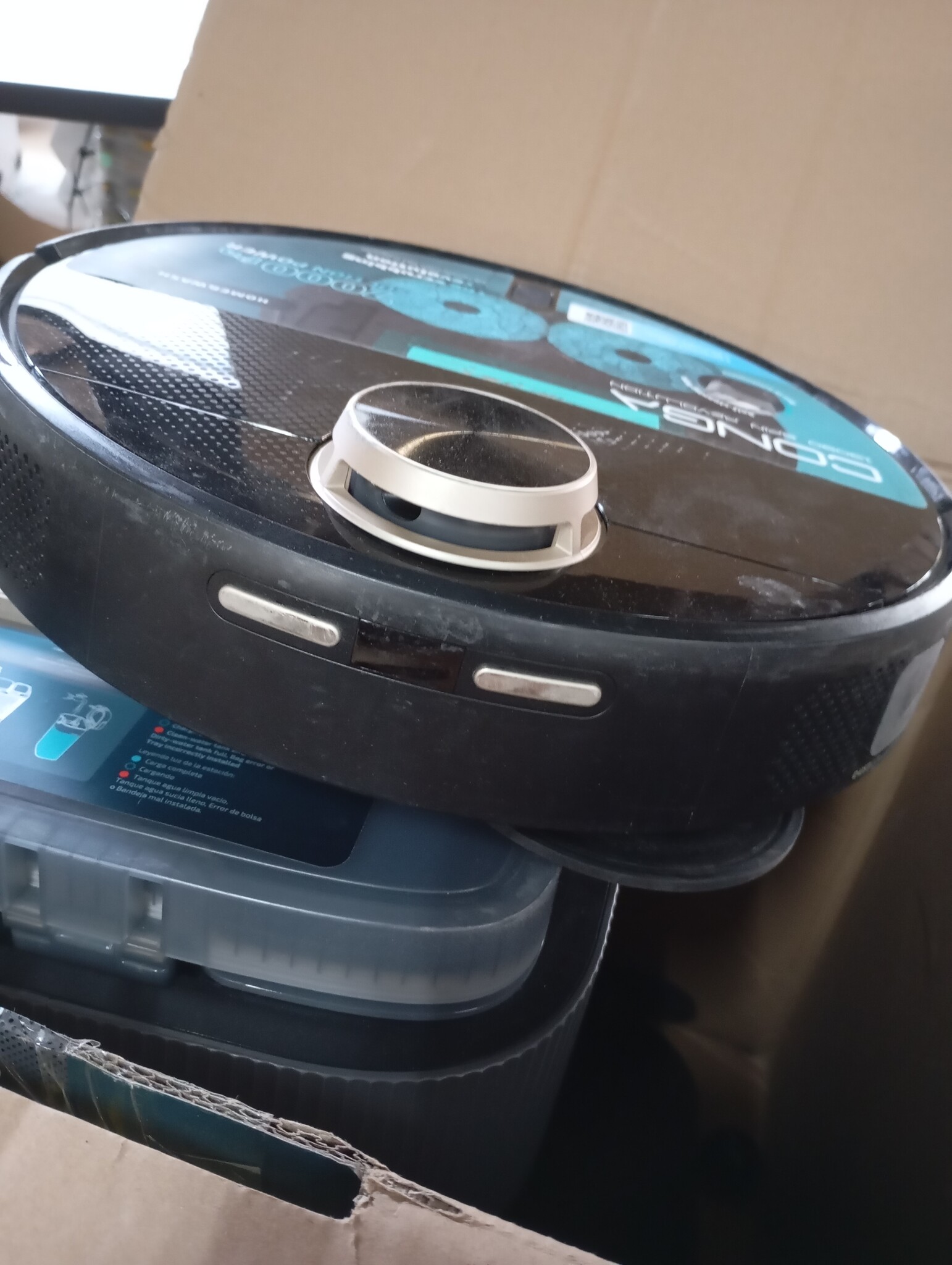 Cecotec Conga 13090 Spin Revolution Home and Wash Stofzuigerrobot, 7000 Pa, lasertechnologie, siliconen borstel, roterende dweilen, zijborstel, app en verbinding Bluetooth en WiFi 2,4 GHz