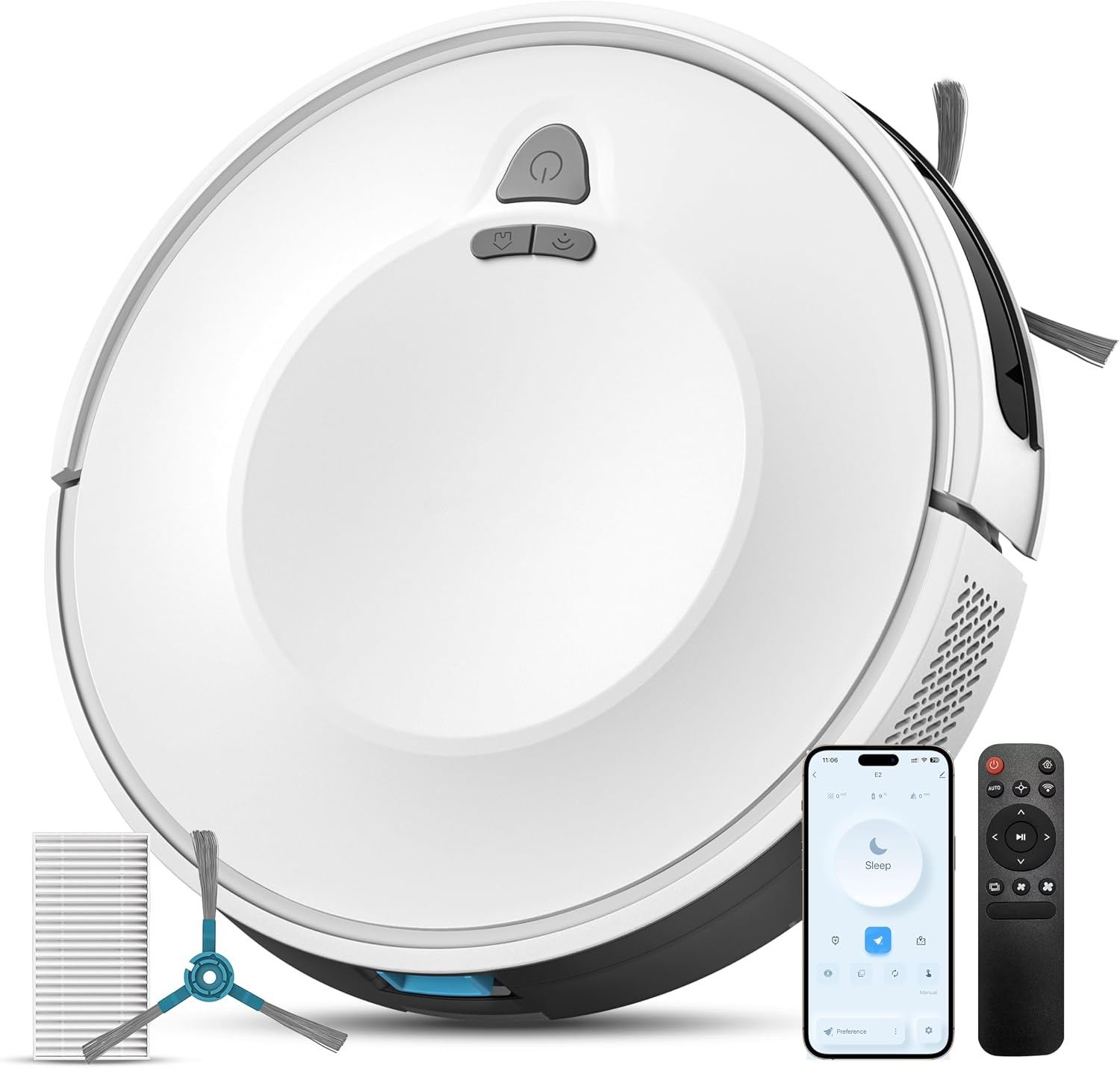 Redkey E6 Robotstofzuiger - 3800Pa - 7,5 cm Hoogte - Wit
