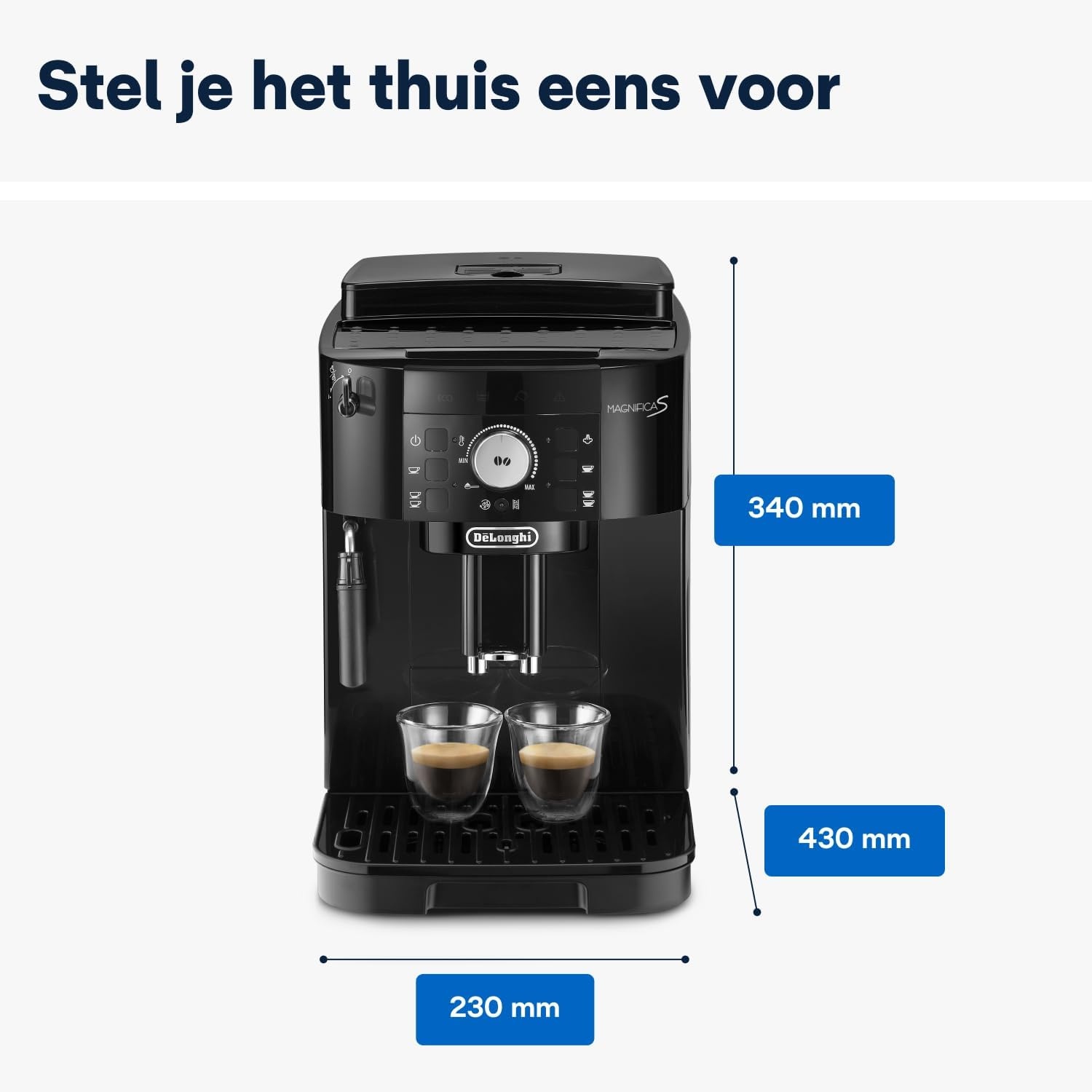 De'Longhi Magnifica S ECAM11.112.B, Volautomatische Espressomachine, Traditioneel Stoompijpje, Geïntegreerde Bonenmaler, 2 One-Touch Recepten, Touch Bedieningspaneel, Instelbare Koffiesterkte, Zwart