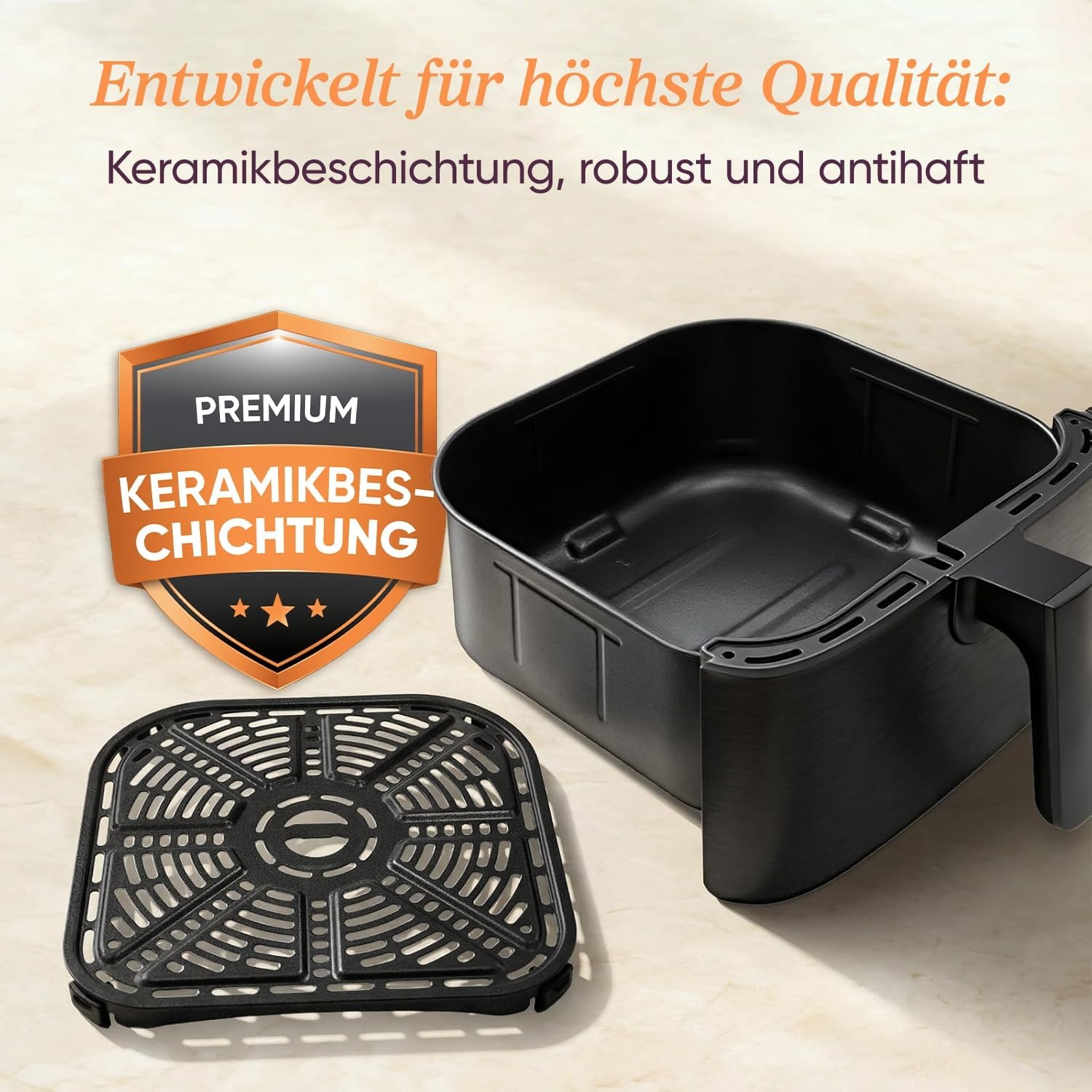 COSORI CP158 Luchtfriteuse 5,7 l originele mand, keramische coating No PFAS, vervangende accessoires voor Air Fryer CP158-AF, antiaanbaklaag, vaatwasmachinebestendig, grijs