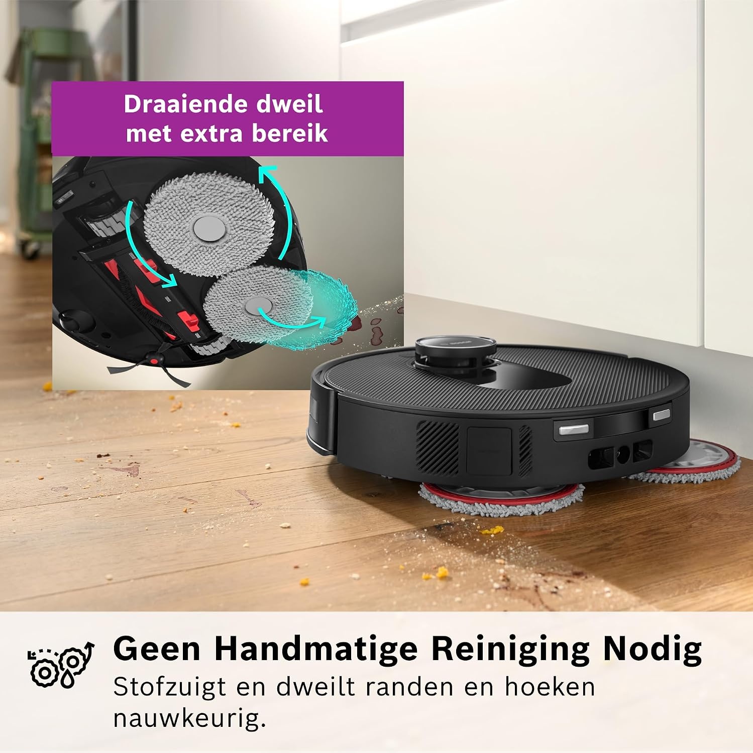 Bosch Spotless Max Robotstofzuiger met dweilfunctie BCRDW3B - Zwart