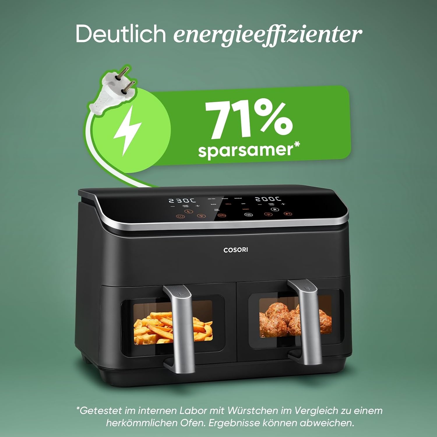 COSORI Airfryer met 2 kamers - 8,5 liter - Grijs-zilver