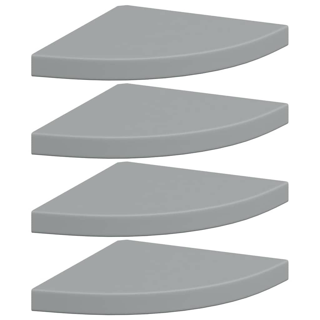 vidaXL Hoekschappen zwevend 4 st 35x35x3,8 cm MDF grijs