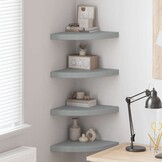 vidaXL Hoekschappen zwevend 4 st 35x35x3,8 cm MDF grijs