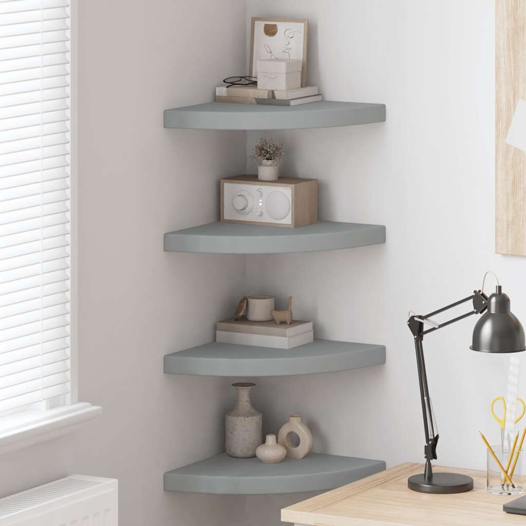 vidaXL Hoekschappen zwevend 4 st 35x35x3,8 cm MDF grijs