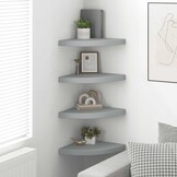 vidaXL Hoekschappen zwevend 4 st 35x35x3,8 cm MDF grijs