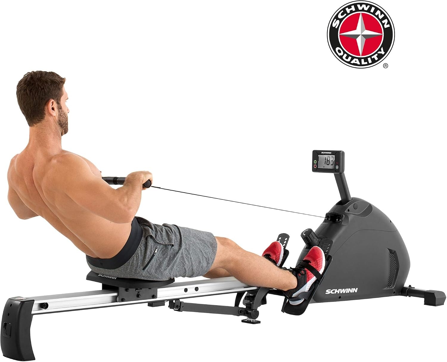 Schwinn Crewmaster Roeiapparaat Zwart/Grijs met Trainingscomputer en 10 Weerstandsniveaus
