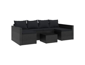 VidaXL Loungeset Poly Rattan Zwart - 35% Korting