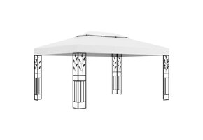 vidaXL Prieel met Dubbel Dak 3x4m Wit - 55% Korting